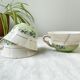 Vintage tea/coffee set in white, green and gold porcelain by SALINS, made in France