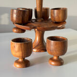 Wooden egg cups on a stand