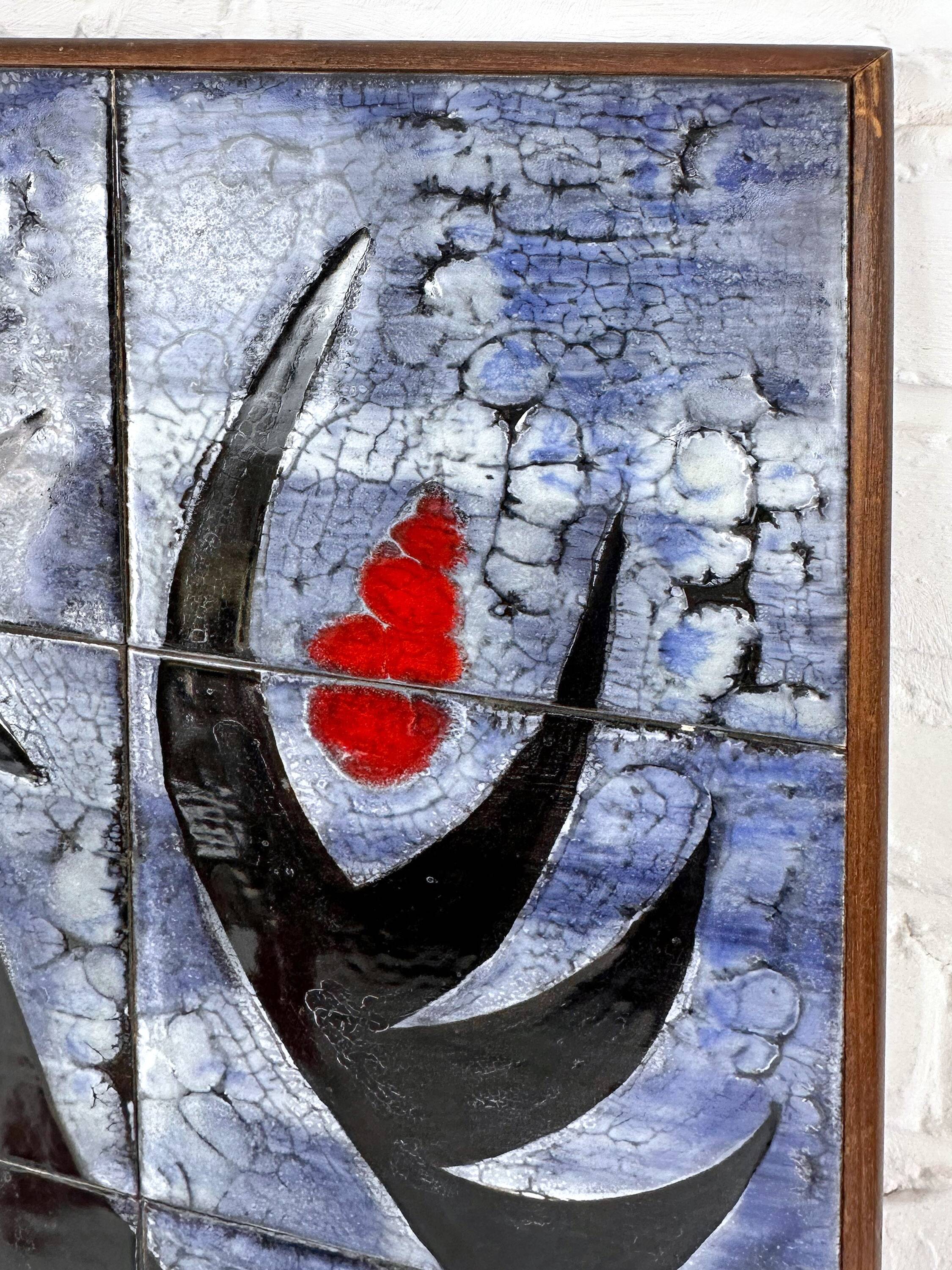 Modernist ceramic wall panel by J.G. Picard, Vallauris, 1960s.