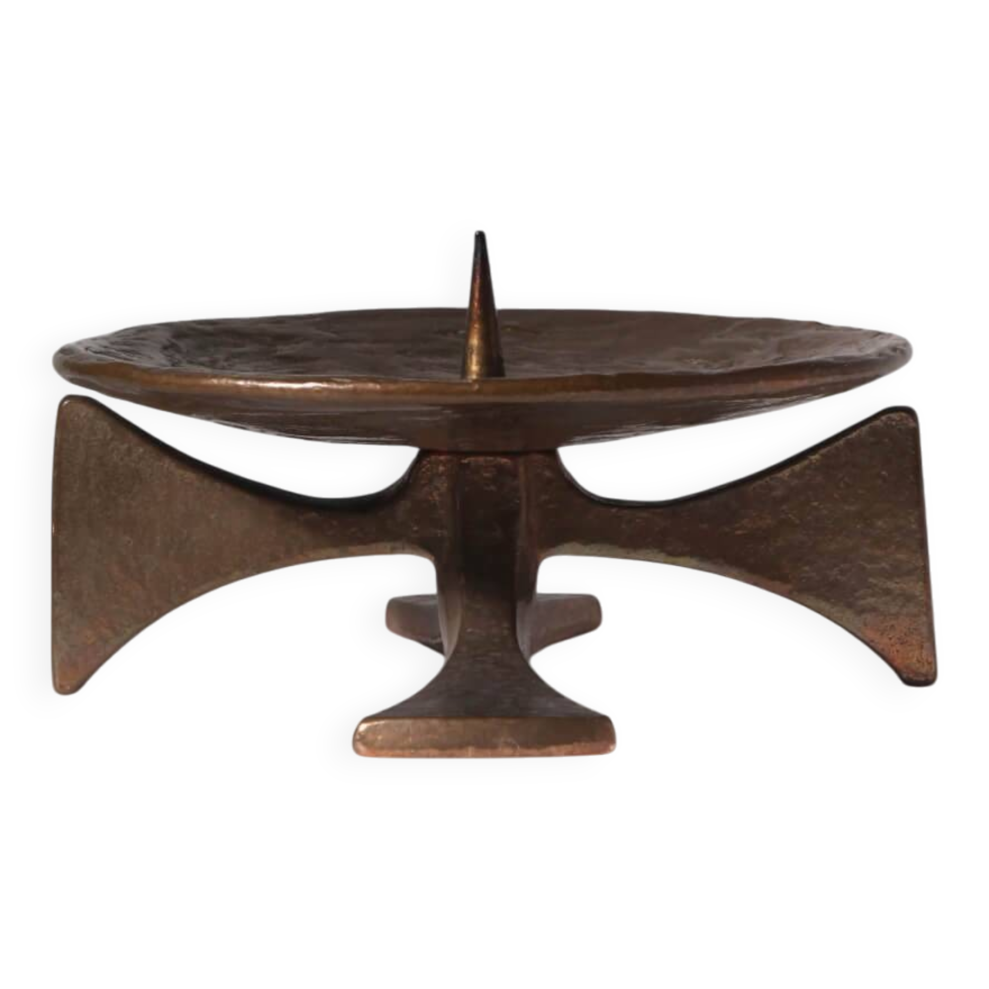 Brutalist Massive Bronze Candle Holder, 1960s