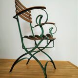 Chair for winter garden or veranda, early 20th, teak and wrought iron