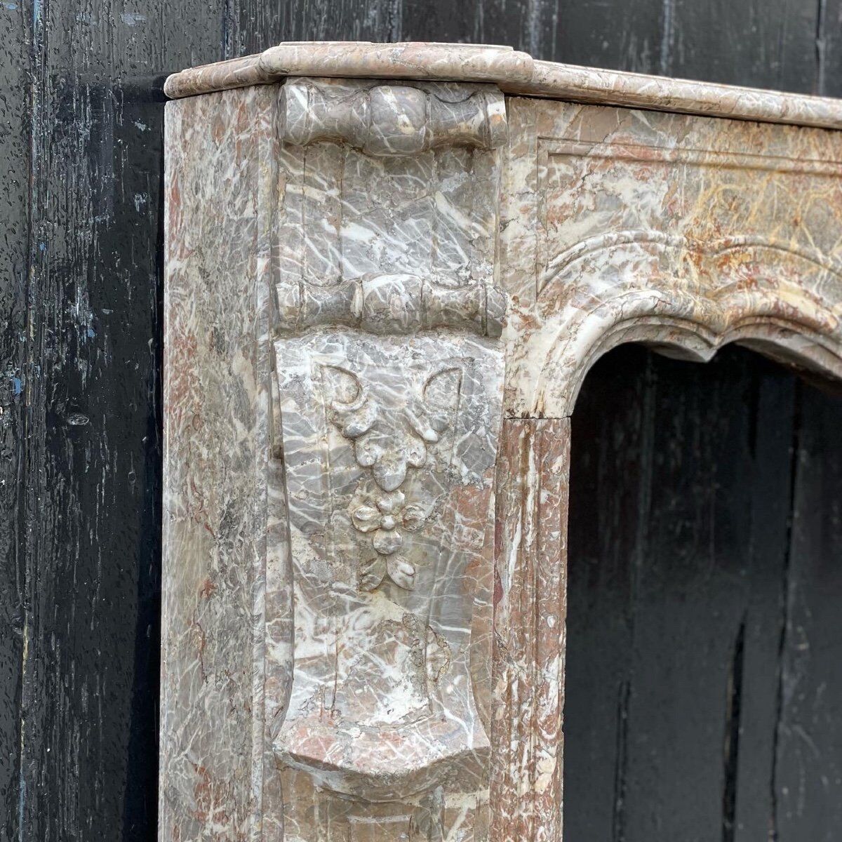 Fireplace Regency In Grey Marble Of The Ardennes, XVIIIth Century