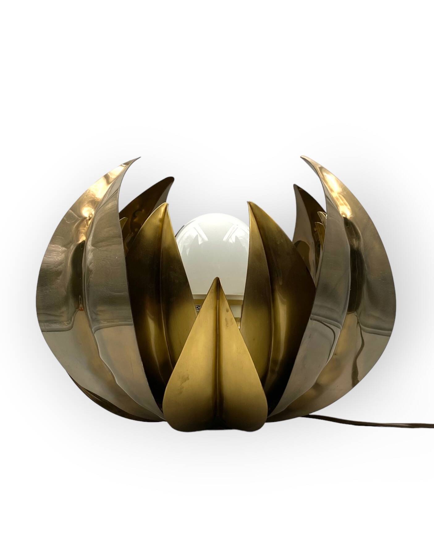 Lotus flower brass floor/table lamp, attr. Bottega Gadda, Italy, 1970