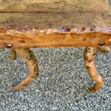 Solid wood stool in brutalist style