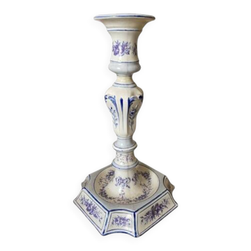 Bougeoir ancien Gien décor de ruban et guirlandes
