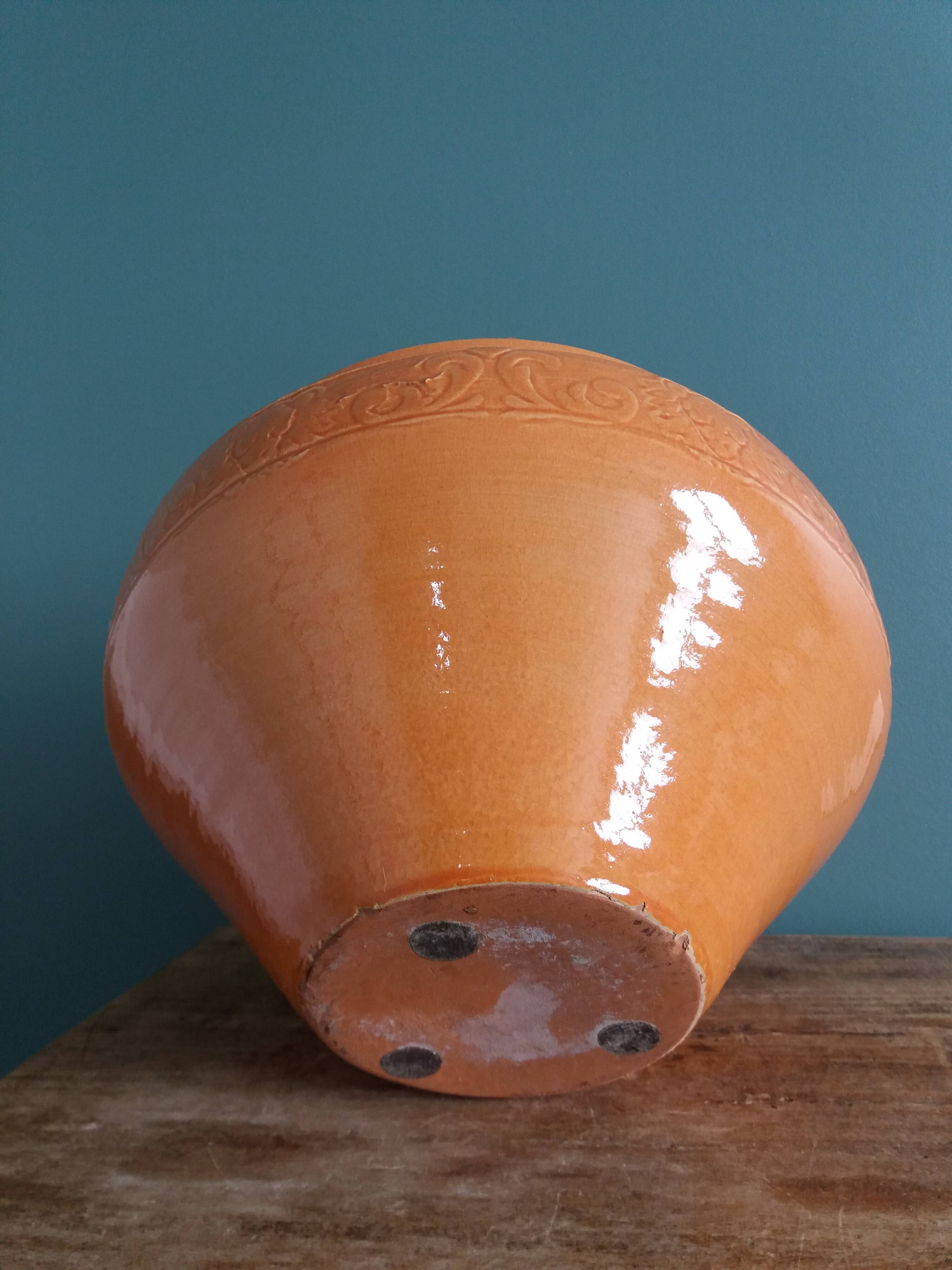 Cache pot, pot de fleurs, jardinière en terre cuite émaillée