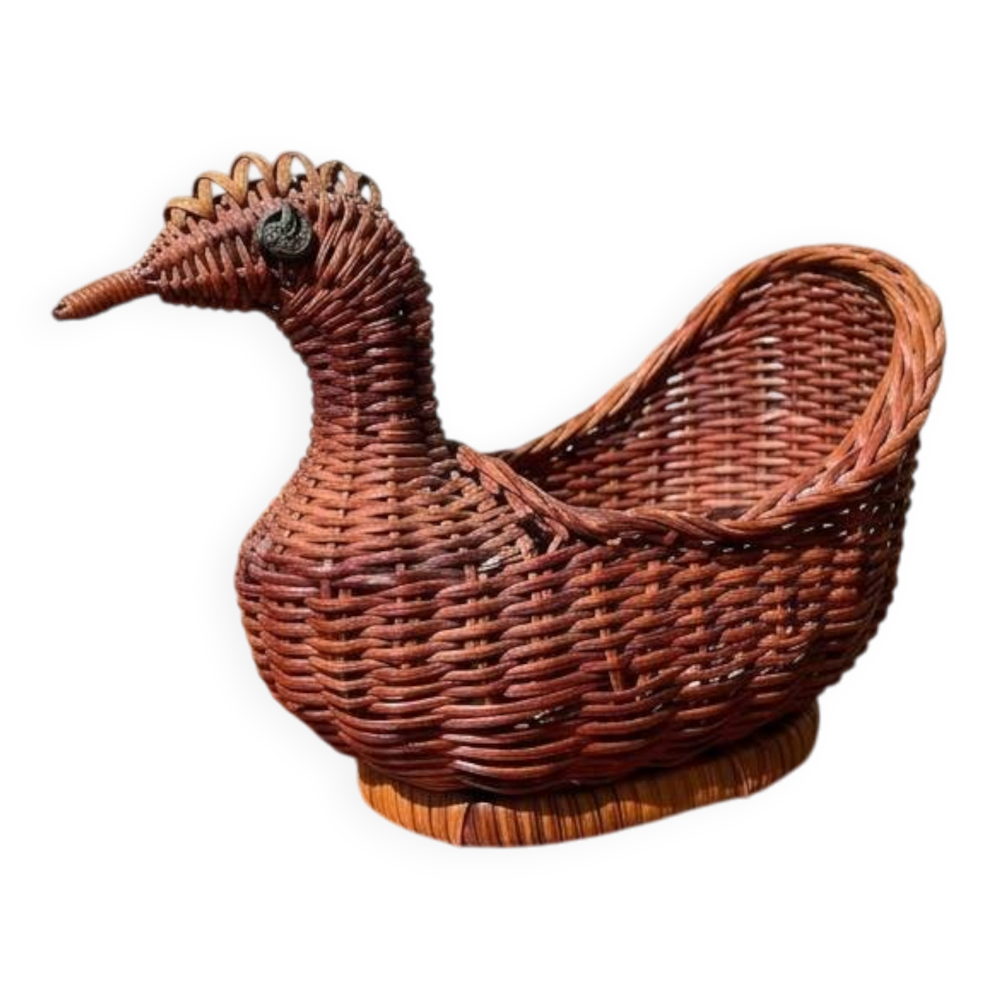 Panière / corbeille en osier en forme de canard (vintage)