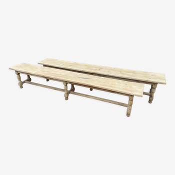 Paire de bancs rustique bois naturel brut