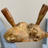 Brutalist coat rack in elm wood