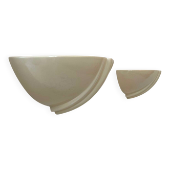 Paire d’appliques vintage,porcelaine beige, France 1970