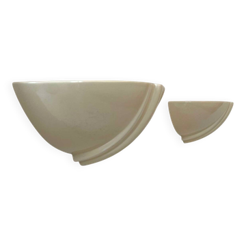 Paire d’appliques vintage,porcelaine beige, France 1970