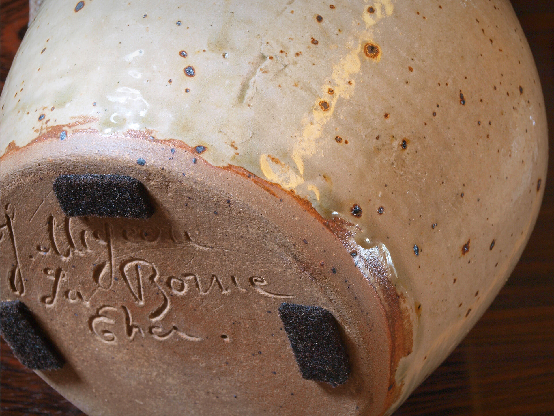 Pyrite sandstone vase by Jean Migeon in La Borne, 60s
