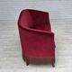 1960s, Danish 2-seater sofa, red furniture velour, ash wood legs.