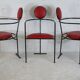 3 armchairs designs steel and leather, France, circa 1980