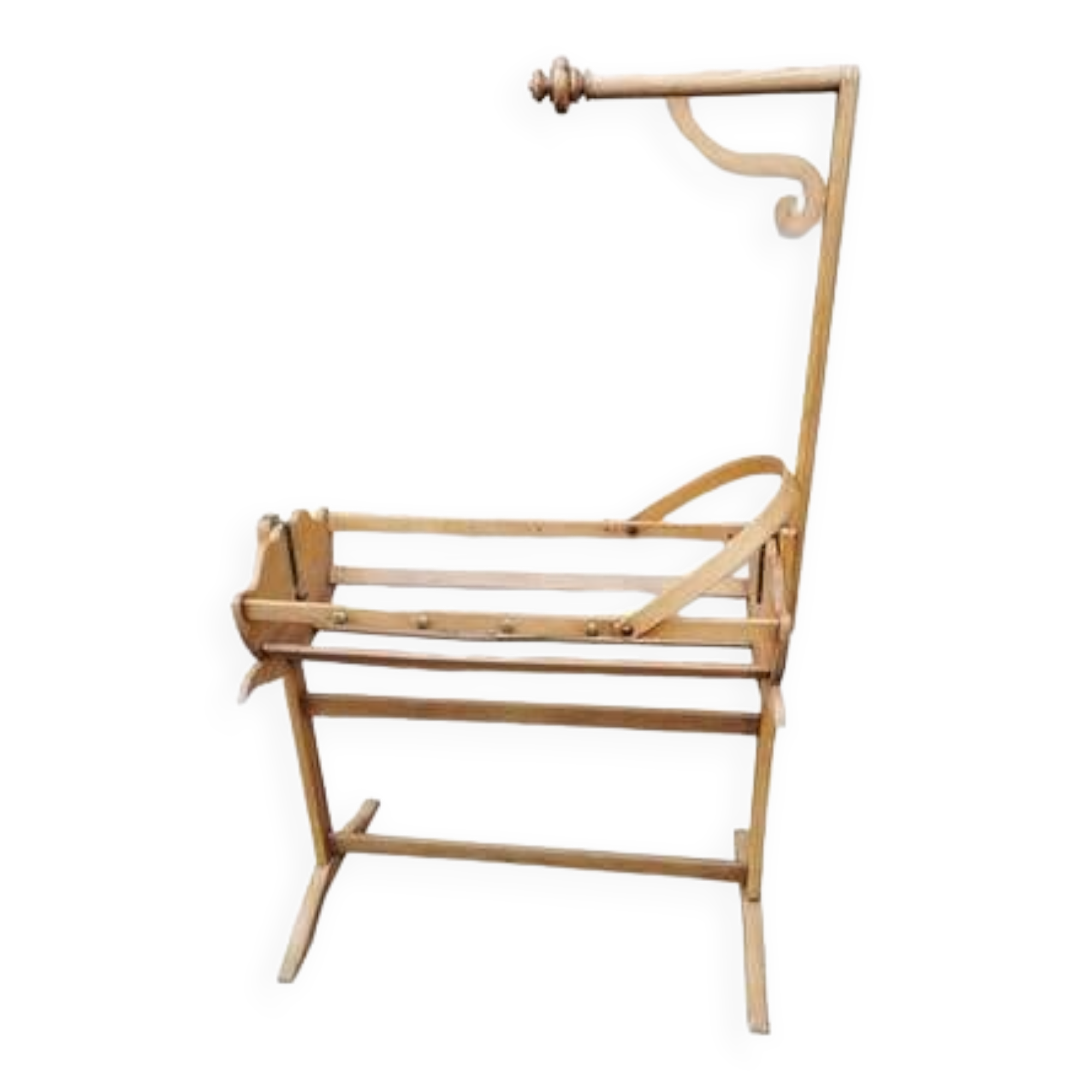 Old cradle with solid oak canopy