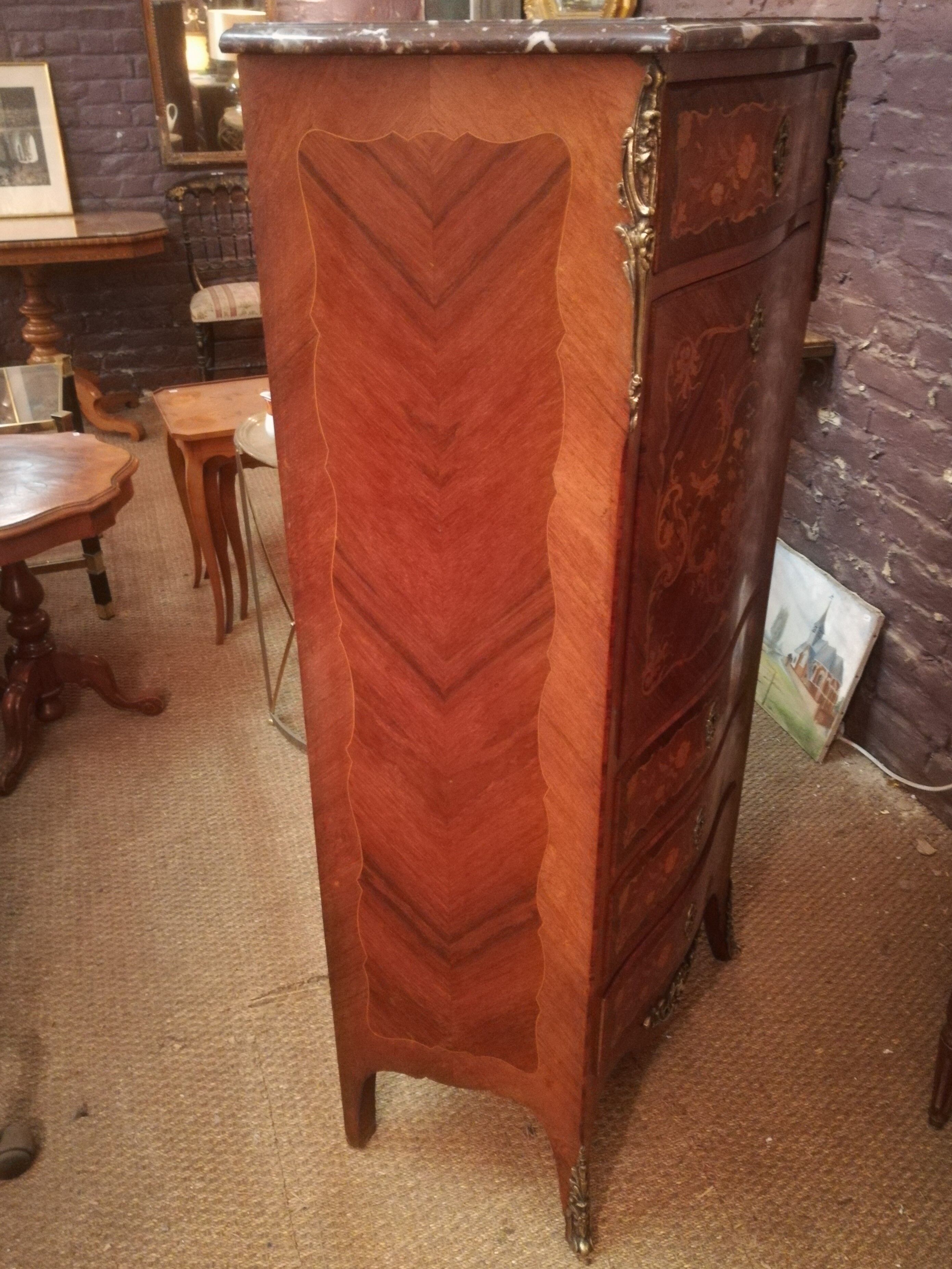19th-century secretary in marquetry and marble