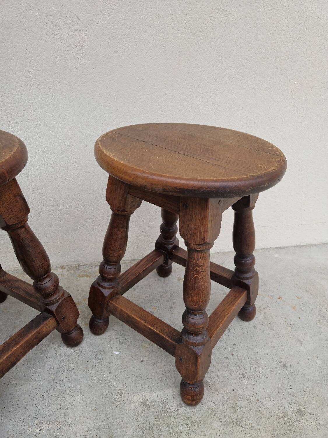 Pair of 19th century solid oak stools