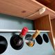 Scandinavian highboard in blonde teak with integrated bar - 60s
