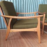 Pair of Scandinavian armchairs compass feet