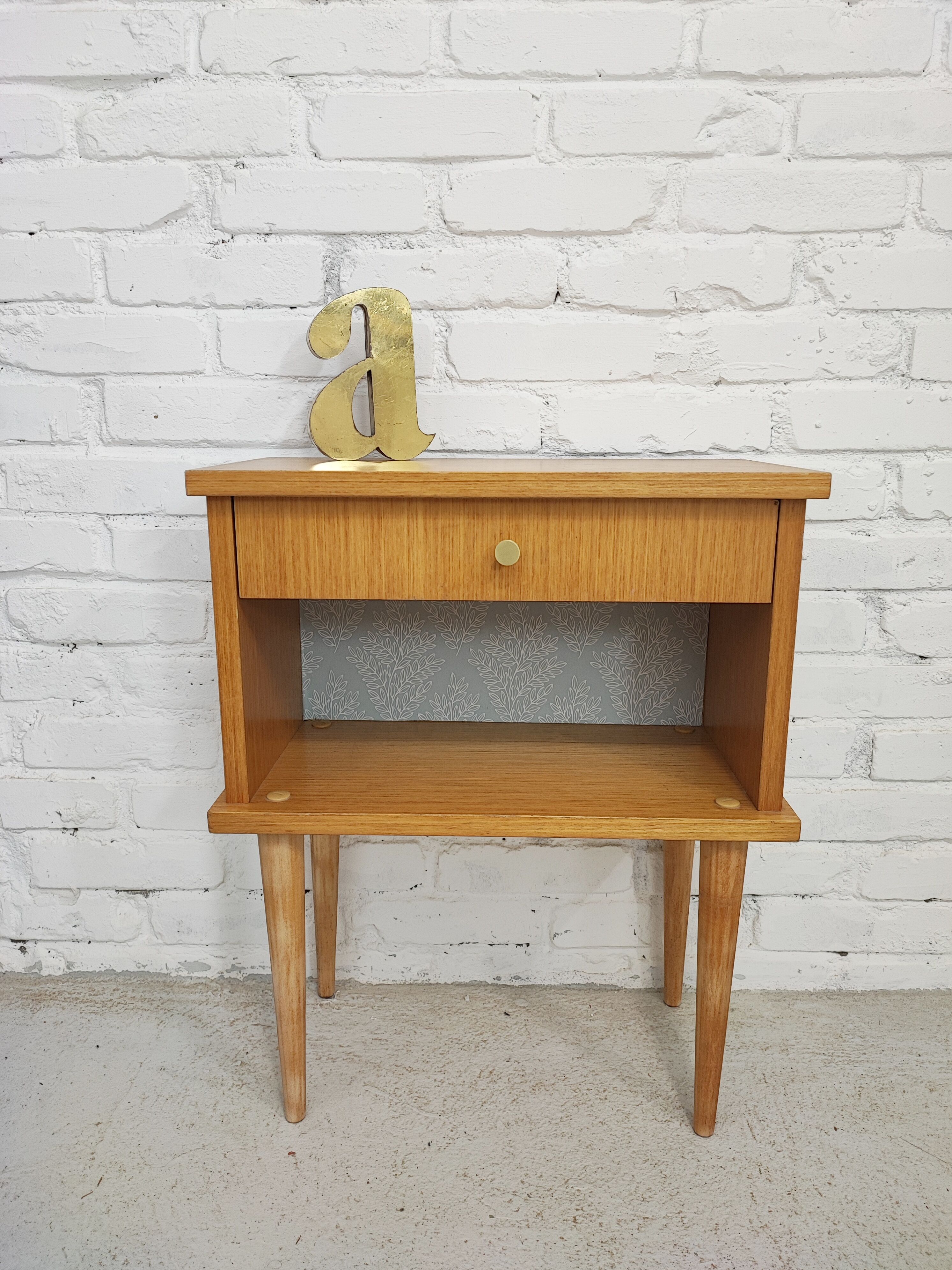 Vintage bedside table legs compass