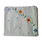 Hand embroidered linen round sheet 1.55 m