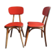 Lot of 2 wooden chairs and red skai