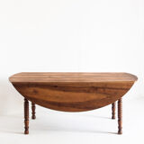 Large antique / vintage flap table. Solid waxed cherry. France, 1960s