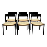 Set of 6 rare 'model 77' chairs, Niels O. Møller, JL Møllers Møbelfabrik, 60s