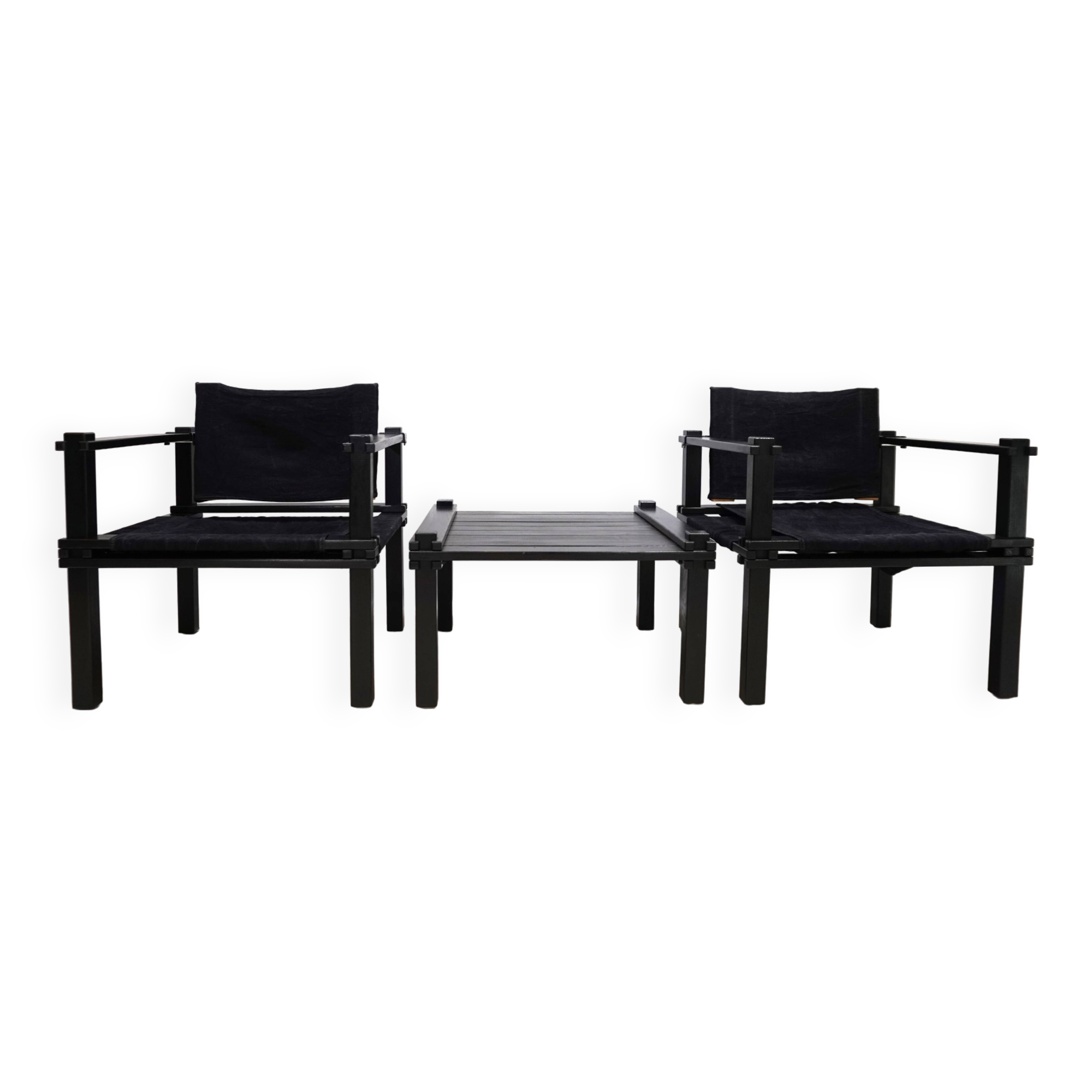Bofinger set of 2 Farmer lounge chairs with table by Gerd Lange, 1960
