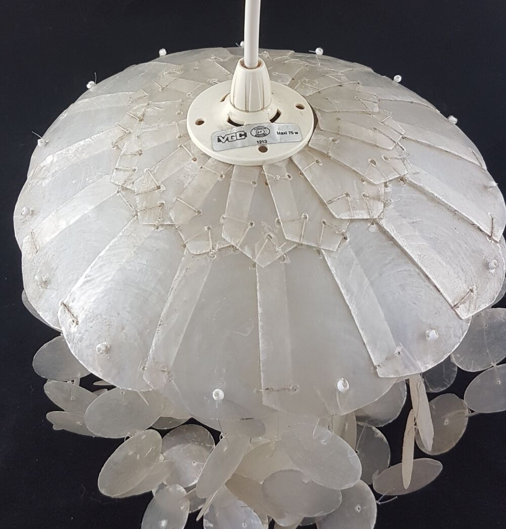 Vintage hanging lamp with mother-of-pearl lozenges