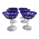 6 cut crystal cobalt blue champagne glasses