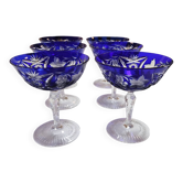 6 cut crystal cobalt blue champagne glasses