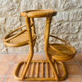 Vintage bamboo and rattan plant holder, circa 70's