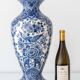 Monumental blue and white baluster vase from Delft, hand-painted, 1950s, Dutch.