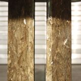 Octagonal post-modernist lounge table in marble beaded massive green quartz, Italy 1970s