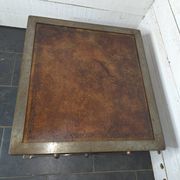 Vintage steel and leather coffee table
