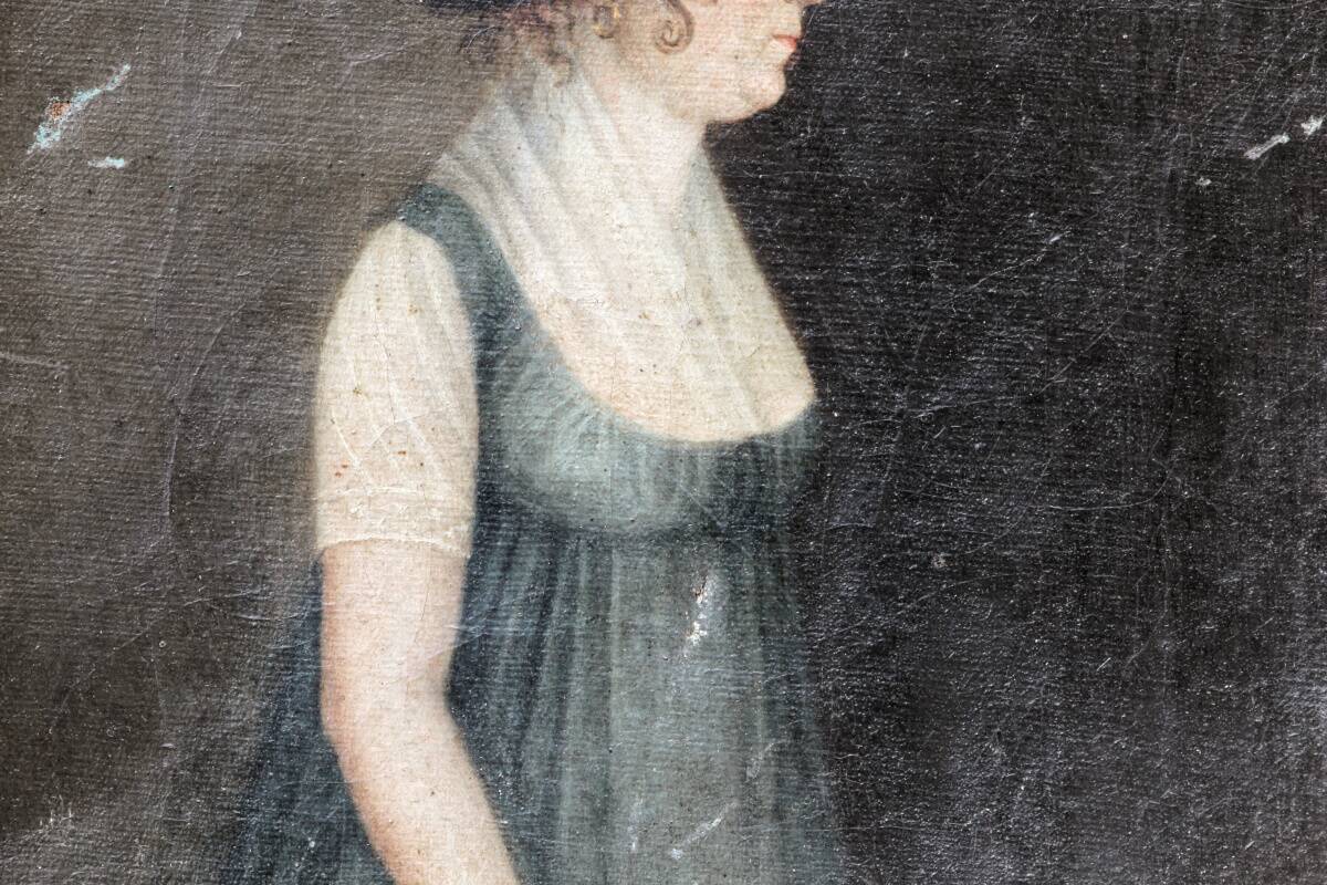 Pair of portraits, man, woman, early 19th century