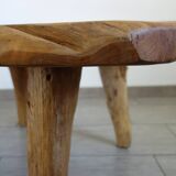 Brutalist coffee table in solid wood from the 50s