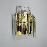 Venini wall lamp, cascading bevelled glass, Italy, 1970