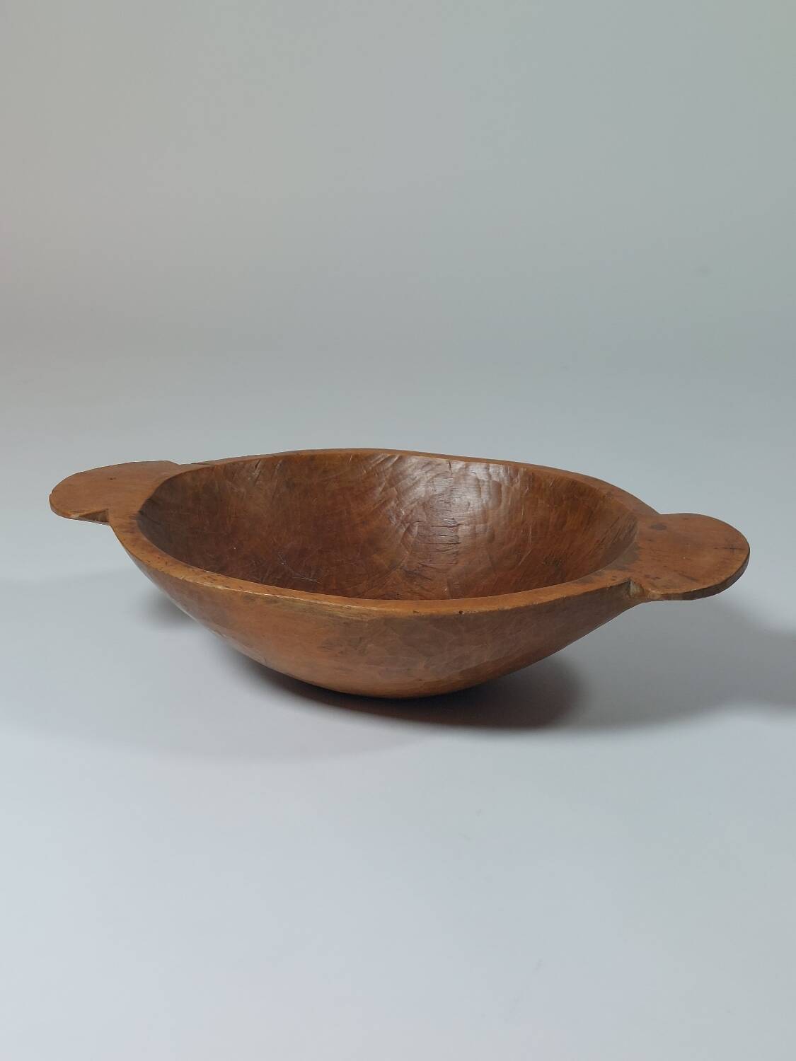 Vintage wooden fruit bowl hand-carved.