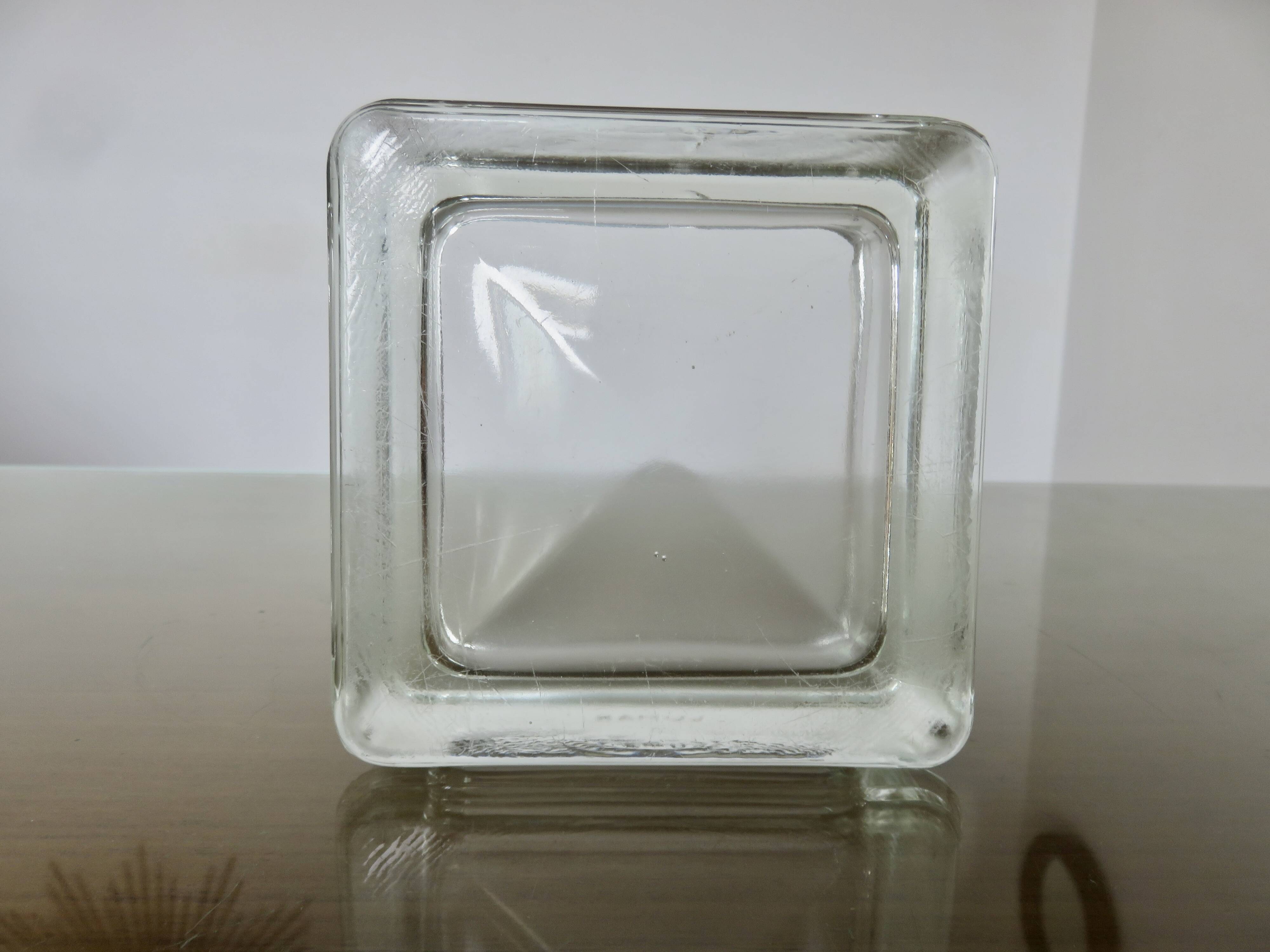 Glass slab, ashtray, pocket emptier, signed LUMAX, 1940s 50s.