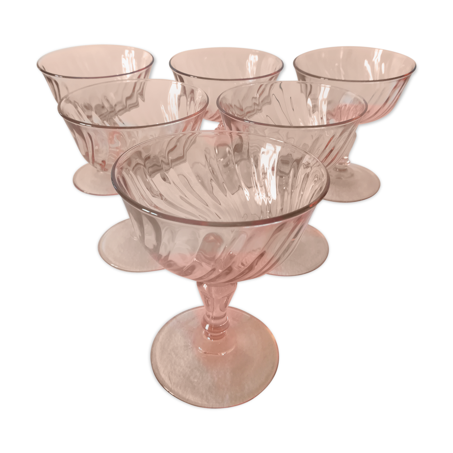 Suite of 6 pink cups