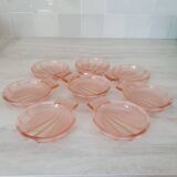 8 pink glass scallop shell bowls