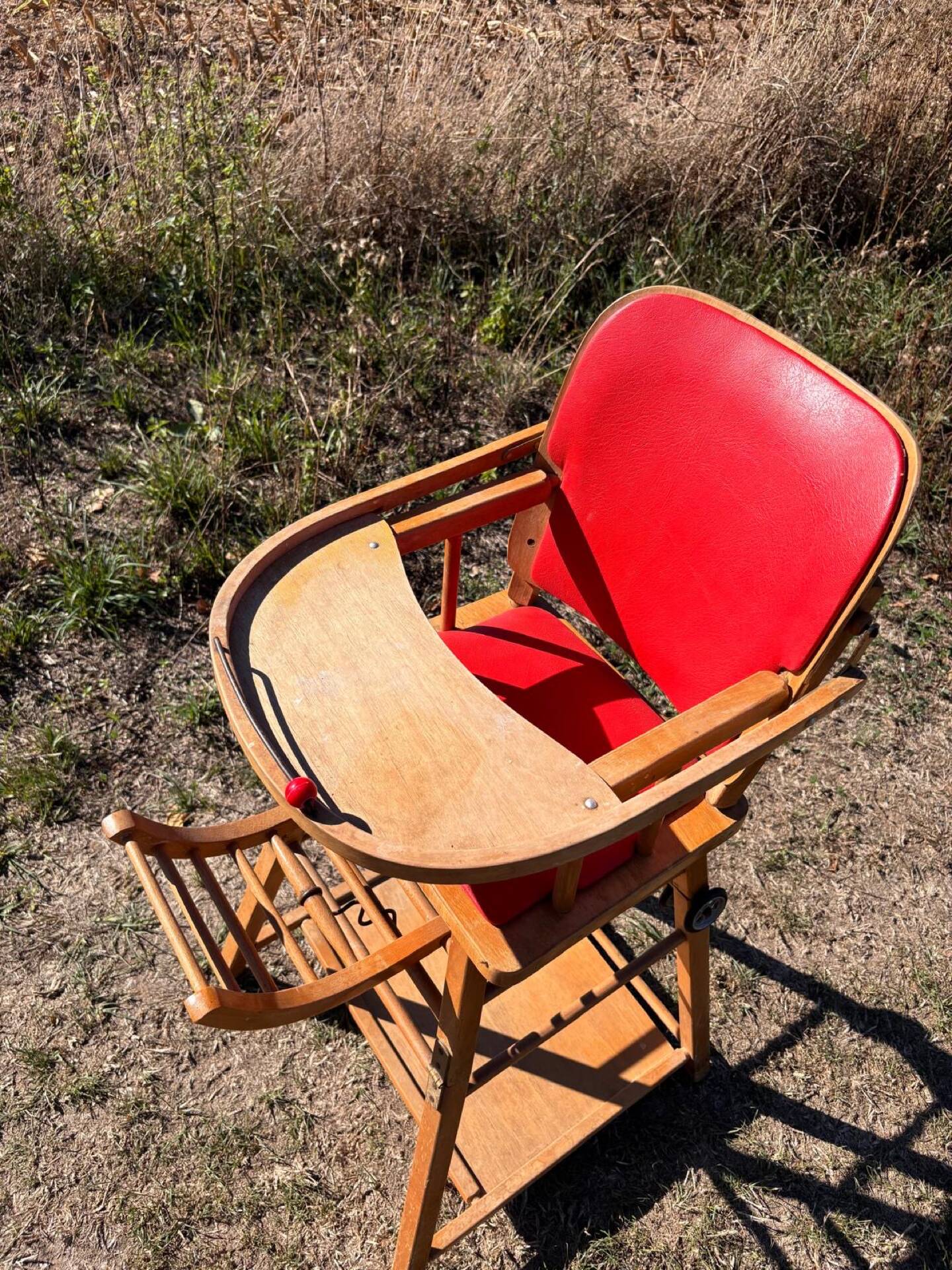 Chaise haute bébé, bois vintage