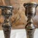 Pair candlesticks silver metal