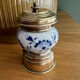 Antique porcelain pepper mill with floral design and gold-plated metal / brass –