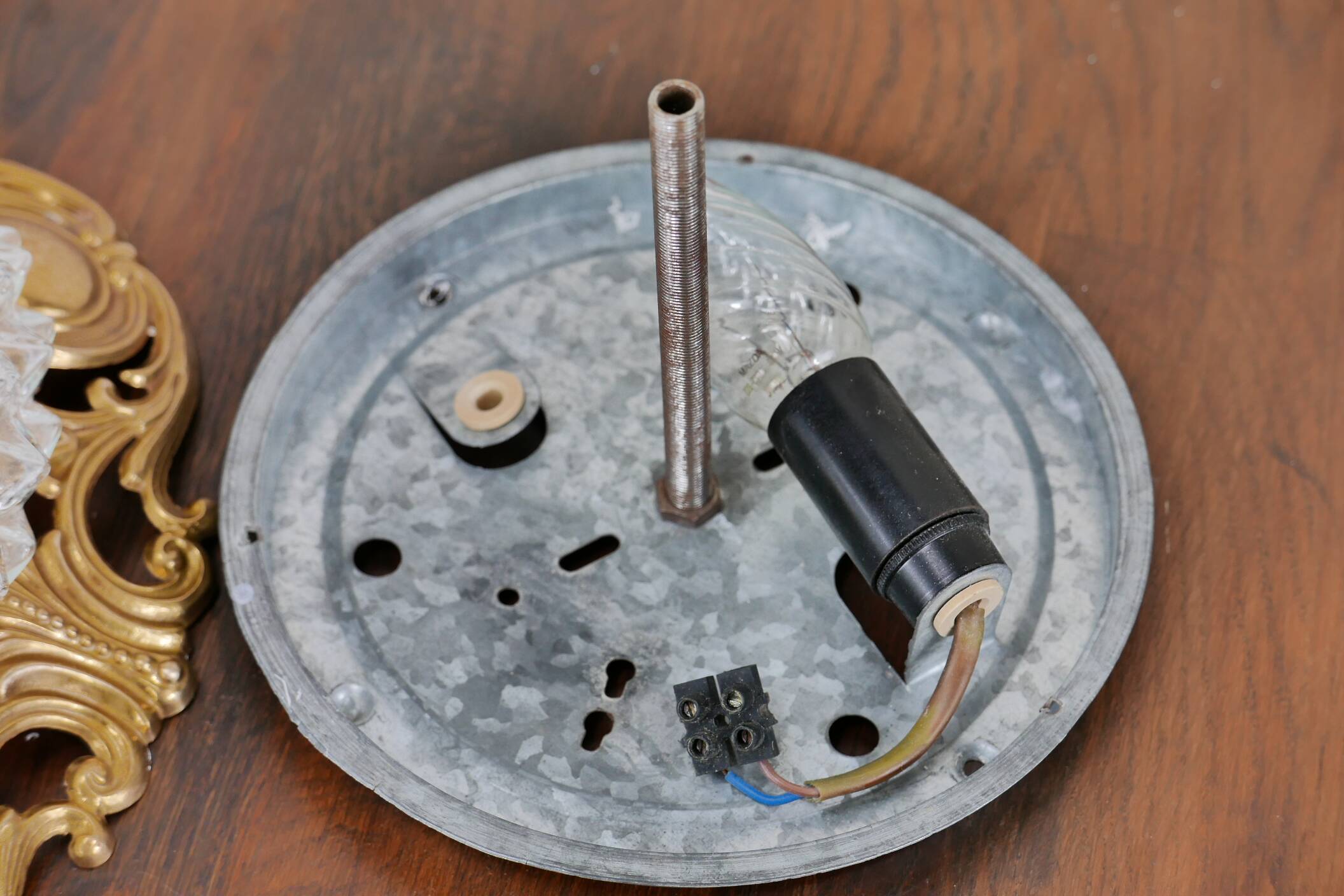 Bronze and diamond glass ceiling light.