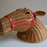 Rattan horse head 1960s 1970s
