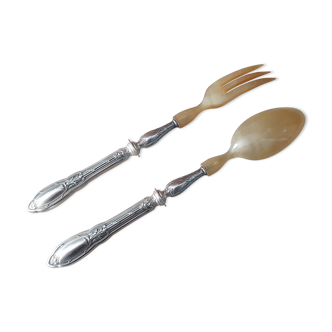 Filled silver metal handle salad covers