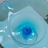 Blue Murano Glass Footed Dessert Bowl, Italy 1980s - Vintage Verre-et-Cristal Art